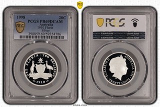 PCGS 1998 Australia 20C 1910 Florin Silver PR69DCAM