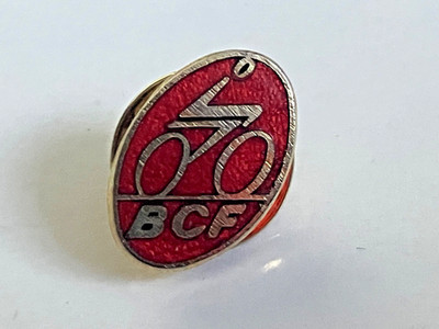 Vintage Original British Cycling Federation BCF rote Emaille Pin Anstecker