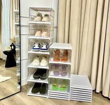 Clear Shoe Boxes 6 Pack Foldable Trainer Storage Display Case Organiser
