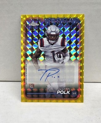 JA'LYNN POLK 2024 Topps Chrome YELLOW GEOMETRIC REFRACTOR ~ Patriots RC AUTO /75