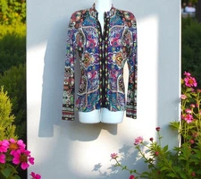 Johnny Was Large Floral Paisley Long Sleeve Top
