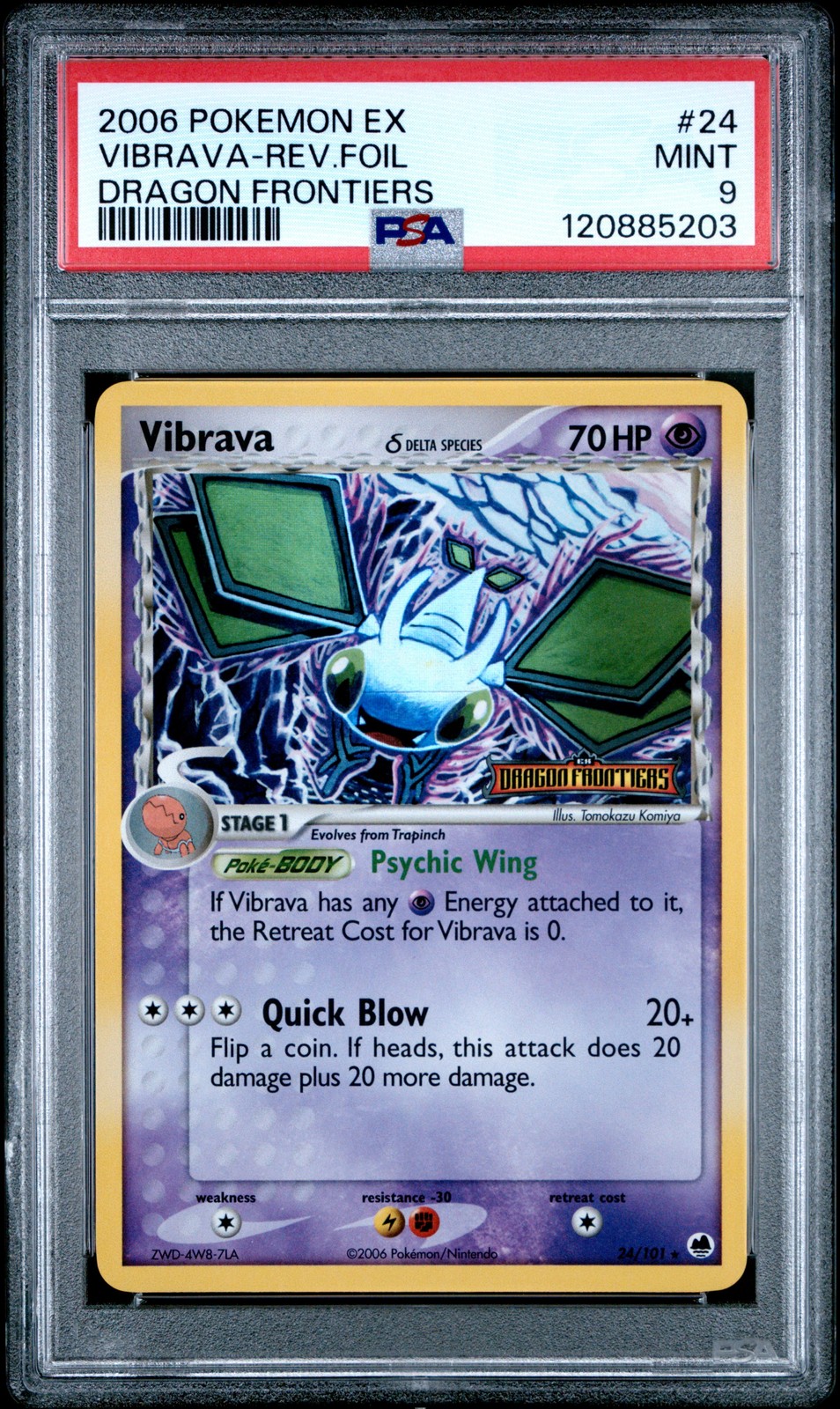 2006 POKEMON EX DRAGON FRONTIERS #24 VIBRAVA-REVERSE FOIL PSA 9