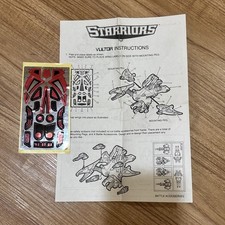 Tomy Starriors Wastors Vultor Destructor 1984 instrucciones y hoja de pegatinas