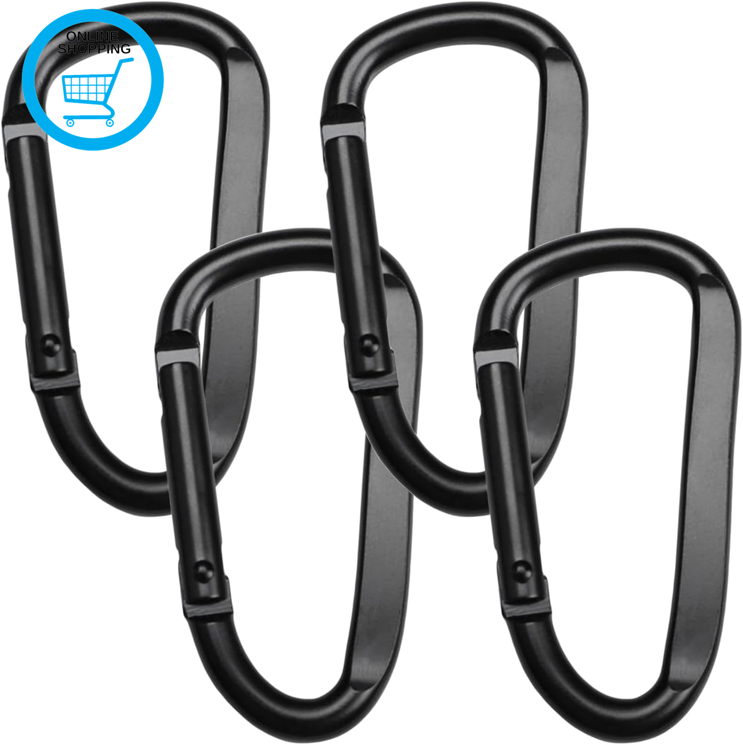 4 PCS Carabiner Clip, D Shape Hook, Spring-Loaded Gate Carabiner Clips, Aluminum