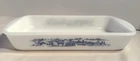 VTG Currier & Ives Blue Wood Gathering Scene 12x6.5x2” Glasbake Baking Pan USA