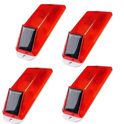 Super Bright Solar Strobe Warning Light 4-Pack - IP54 Waterproof Flashing Beacon