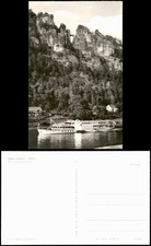 Rathen Elbe Dampfer Schiff MS Friedrich Engels passiert die Bastei 1972