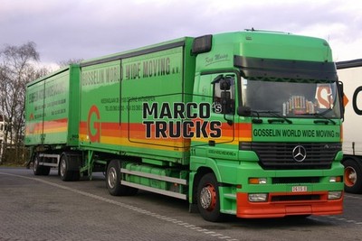 LKW Foto Mercedes-Benz Actros Deichsel Anhänger Belgien grün GOSSELIN WOR #k1gy