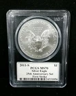 2011-S $1 BURNISHED Silver Eagle PCGS MS70 First Strike MERCANTI SIGNED 7042