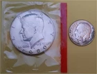 Lot of Two Coins - Mint 1980D Kennedy Half Dollar & 1949P Silver Roosevelt Dime