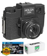 Holga 120N Black Medium Format Film Camera Ilford HP5 Bundle