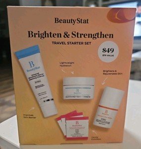 BeautyStat Brighten&Strengthen Travel Starter Set Cleanser Skin Refiner - NEW