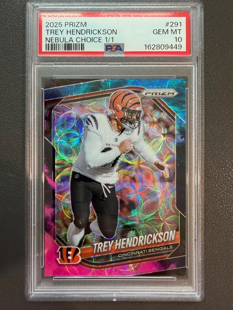 Trey Hendrickson #291 Panini 2025 Prizm Cincinnati Nebula Choice 1/1 PSA 10