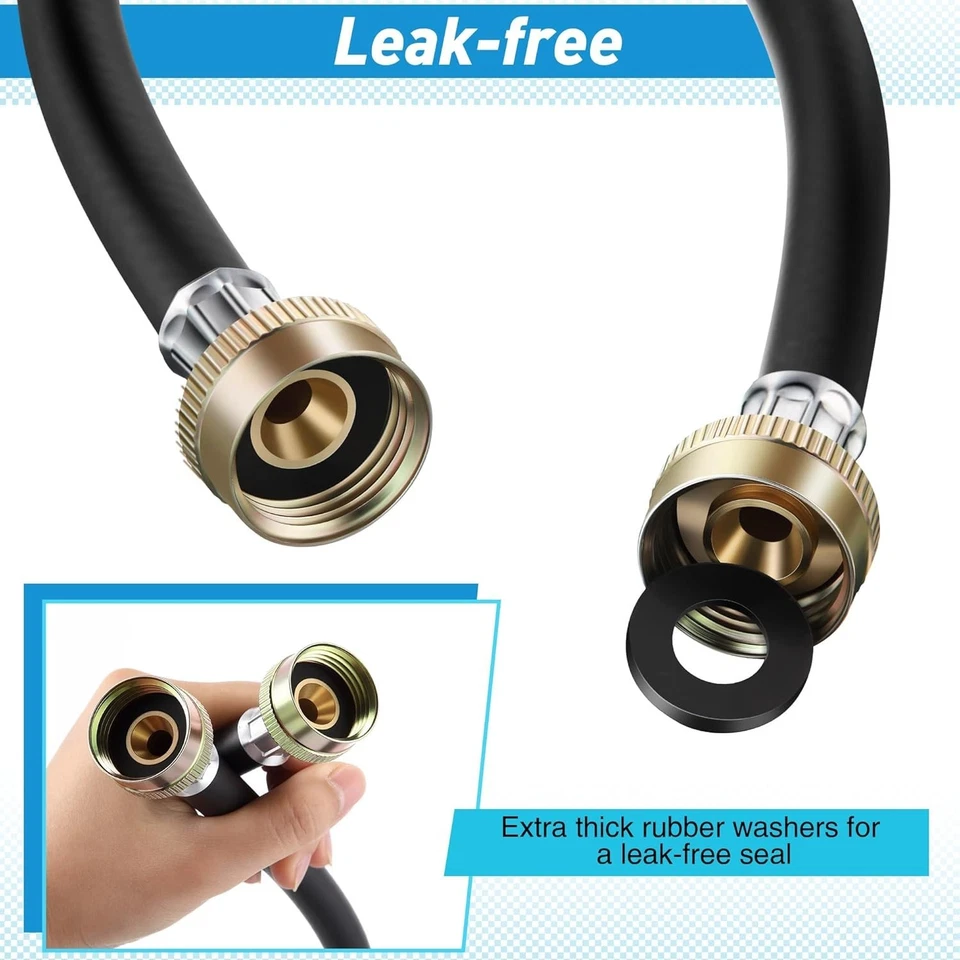 2 Pack 5-FT Washing Machine Hose, Universal 3/4 Inch Hose with Rubber Seals - Image 3 of 3