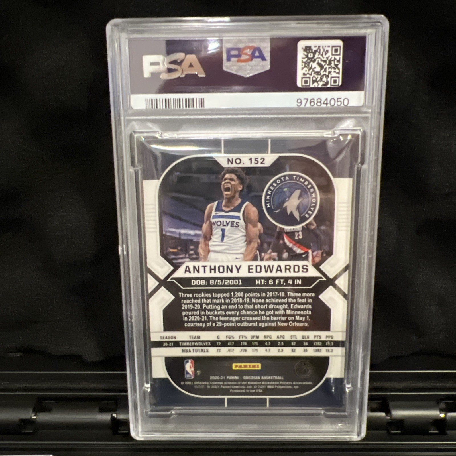 2020-21 Panini Obsidian - Electric Etch Asia Rookie  #152 Anthony Edwards RC view 2