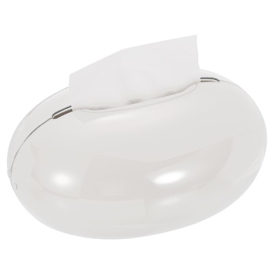 Tissue Box Cover with Lid, Double Layer Round Tissue Box Holder, White