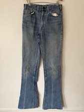VTG 70s Levi  s 646-0217 Denim Flared Jeans Faded Light Wash Size 31W 36L Scovill