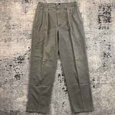 Vintage Polo by Ralph Lauren Pleated Chino Pants Olive Green Made in USA 33x34