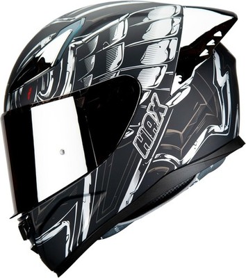 HAX Onix Full Face Motorcycle Helmets Matte Black Silver Motorbike Powersports