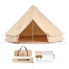 VEVOR Canvas Bell Tent,4 Seasons 3 m/9.8ft Yurt Tent,Canvas Tent for Camping wit