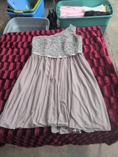Davids Bridal Portobello One Shoulder Lace F15711 Sz 14 Knee Length Formal Dress