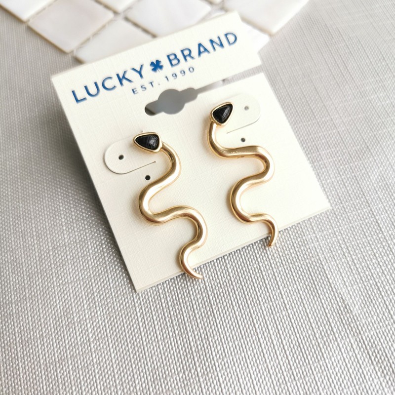 Lucky Brand Snake Earrings Gold Plated Trendy Gift - Product main view