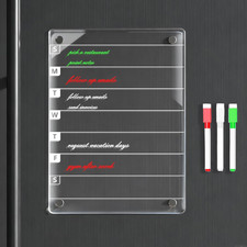 Magnetic Dry Erase Weekly Planner Board for Fridge, 12 X 8 Inch Acrylic Calendar