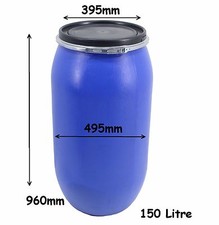New Quality Plastic Open Top Barrel Drum Keg With Lid & Closure - Choice Of Size