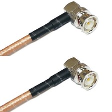 RG142 Silver BNC MALE ANGLE to BNC MALE ANGLE Coax RF Cable USA Lot