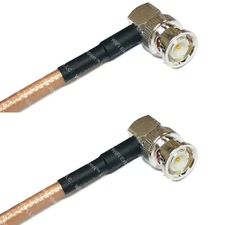 RG142 Silver BNC MALE ANGLE to BNC MALE ANGLE Coax RF Cable USA Lot