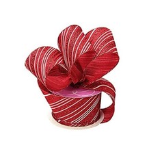 Candy Cane Wired Christmas Ribbon - 2 1/2" x 10 Yards, White Red Peppermint
