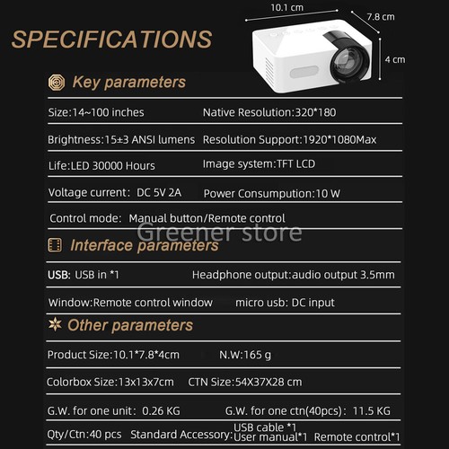 Kabellos Mini Projektor Mobil Video Wifi Intelligent Tragbar Heim Kino Theater - Bild 18 von 20