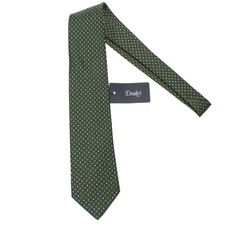 Drake's NWT Neck Tie in Green with Blue/Yellow/White Geometric Pattern 100% Silk