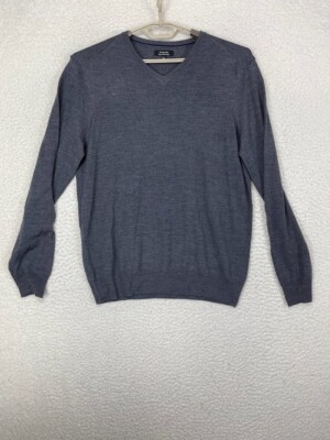 Tahari Sweater Men Made In Italy Preppy V-Neck Long Sleeve Knit Pullover  Wool