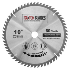 Saxton TCT Circular Wood Blade 255mm x 60T fits Evolution Rage Saws 25.4mm Bore