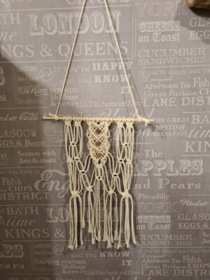 Boho Makramee Wandbehang, mit Goldglanz Obsidian Kristall Deko