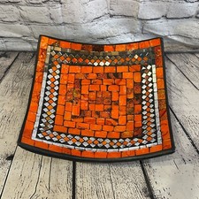 30cm Orange Square Mosaic Handmade Ceramic Glass Tile Bowl Fruit