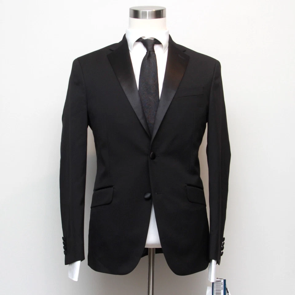 Traje Kenneth Cole Reaction Para Hombres Negro 2 Piezas Esmoquin Calce Ajustado 40R 33Wx32L E111590 Foto 2 de 4