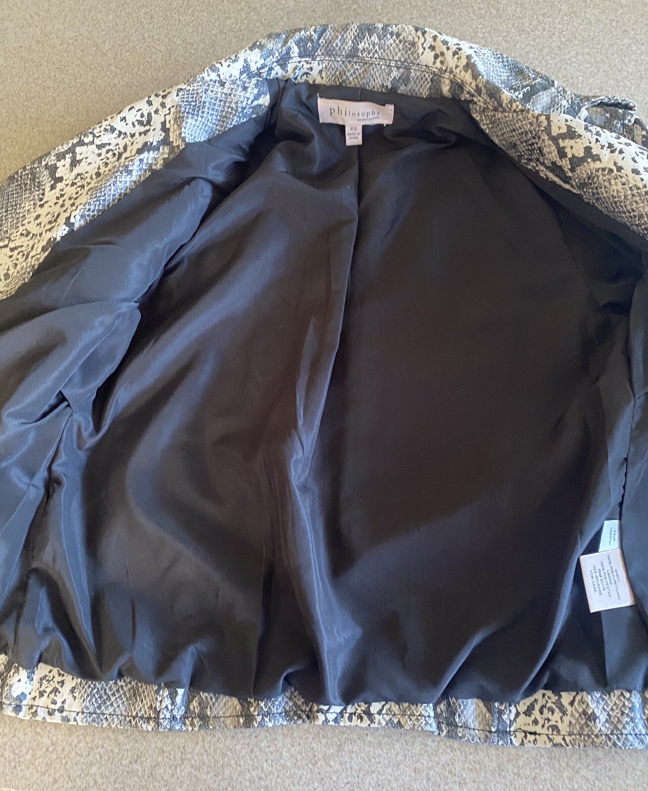 Philosophy Biker Jacket Snake Python Faux leather… - image 4