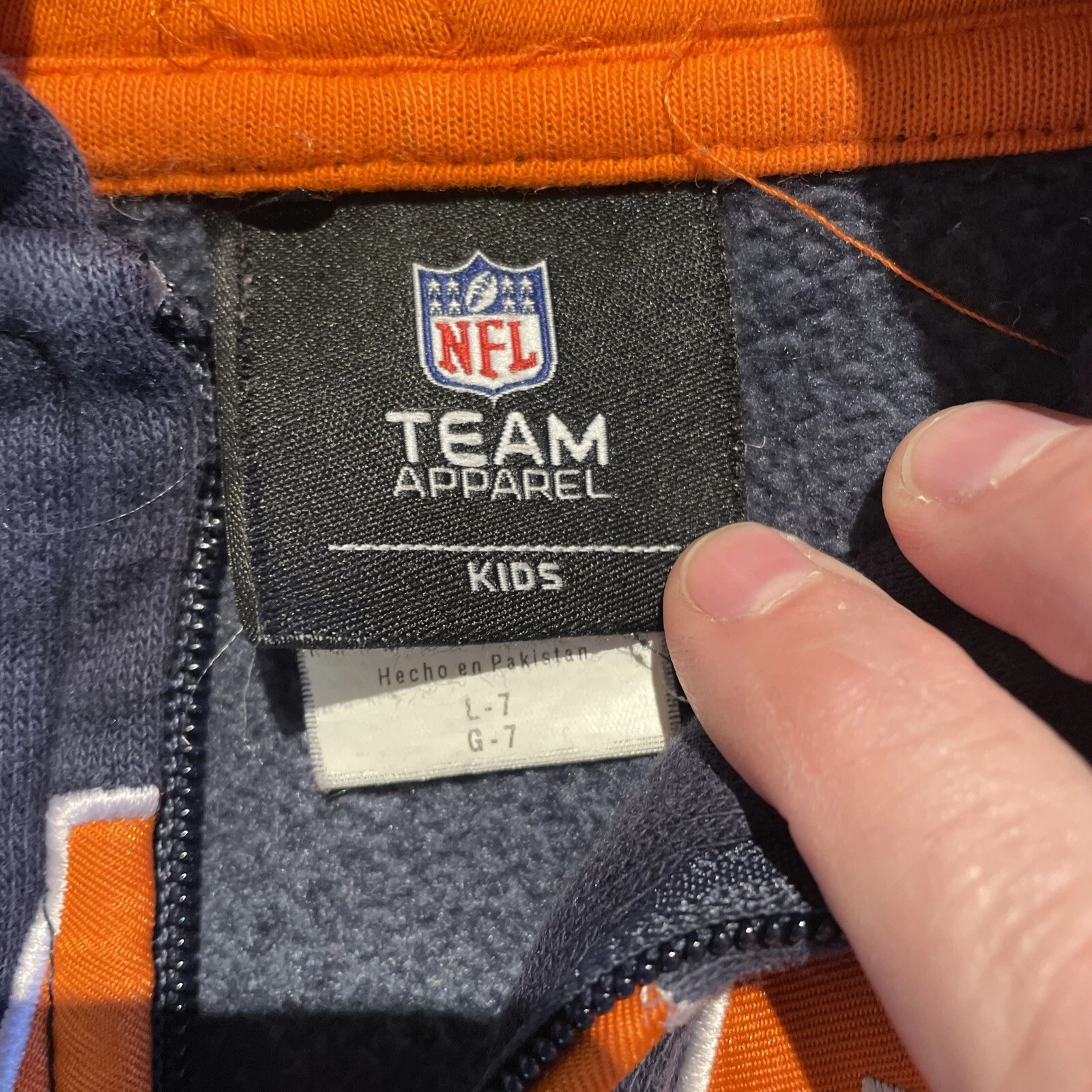 VETEMENTS Felpa con cappuccio con cerniera intera Chicago Bears taglia 7. Felpa con cappuccio calcio NFL