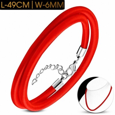 Tour De Cou Ou Collier En Caoutchouc Enveloppé De Tissu Orange, 49 Cm / 6 Mm