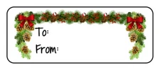 30 Christmas Holiday gift tag labels stickers, pine needles, pine cones
