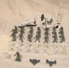 45 pc. Plastic Space Men Astronauts Grey White Toys Figures Numbered  vehicles