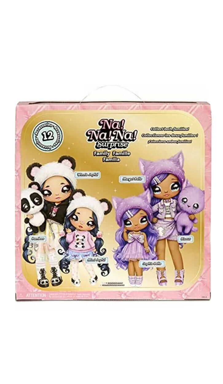 Na Na Na Surprise Family Soft Doll Set with 2 Fashion Dolls and 1 Pet– Panda NIB Wybuchowe kupowanie, zysk
