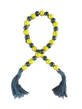 Wood Bead Garland with Tassels, Black  Yellow, Rustic Country Bead Decor