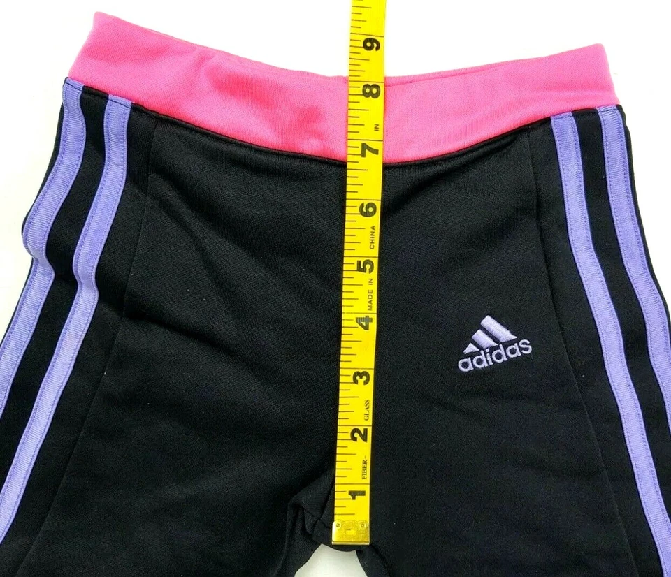 Adidas Climawarm Sweatpants Girl's Size 4 Black w/ Purple Stripes & Pink Top - Image 4 of 4
