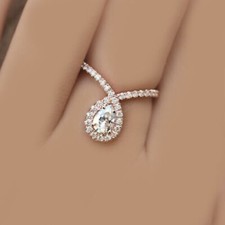 14K Rose Gold Over 1.75CT Pear Shape Diamond Lab-Created Engagement Wedding Ring