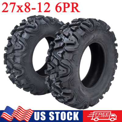 2 Pack 27x8-12 ATV UTV Mud Tires 27-8-12 27x8x12 6PR All Terrain Off-Road Tyres
