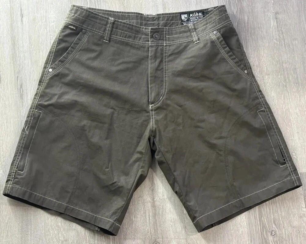 Kuhl Men's Ramblr Hiking Shorts Size 34 Khaki Stretch Vintage Patina Dye Outdoor