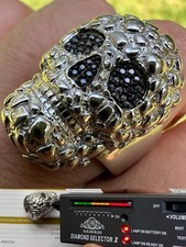 HEAVY Nugget Death Skull Ring Mens Real Solid...